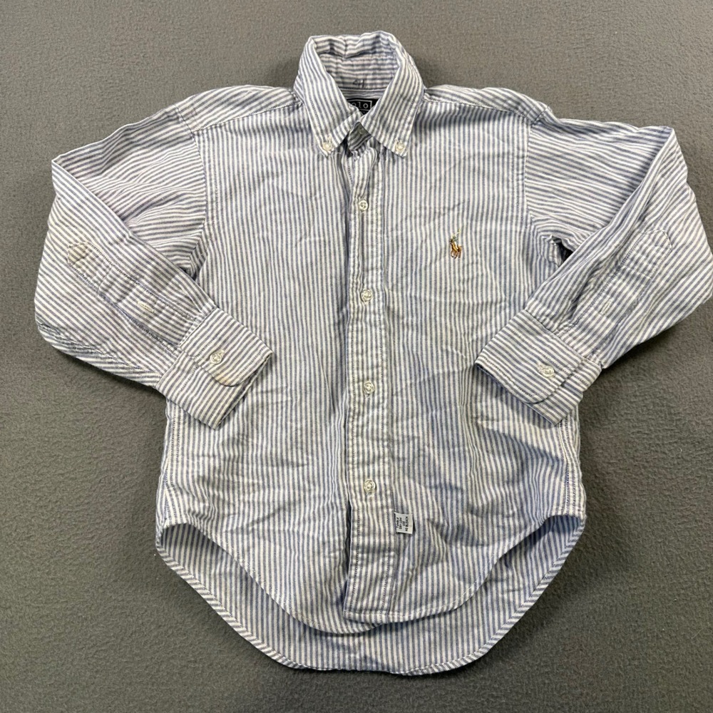 Polo Ralph Lauren kids Blue White Striped Oxford Button Down Shirt Size 8